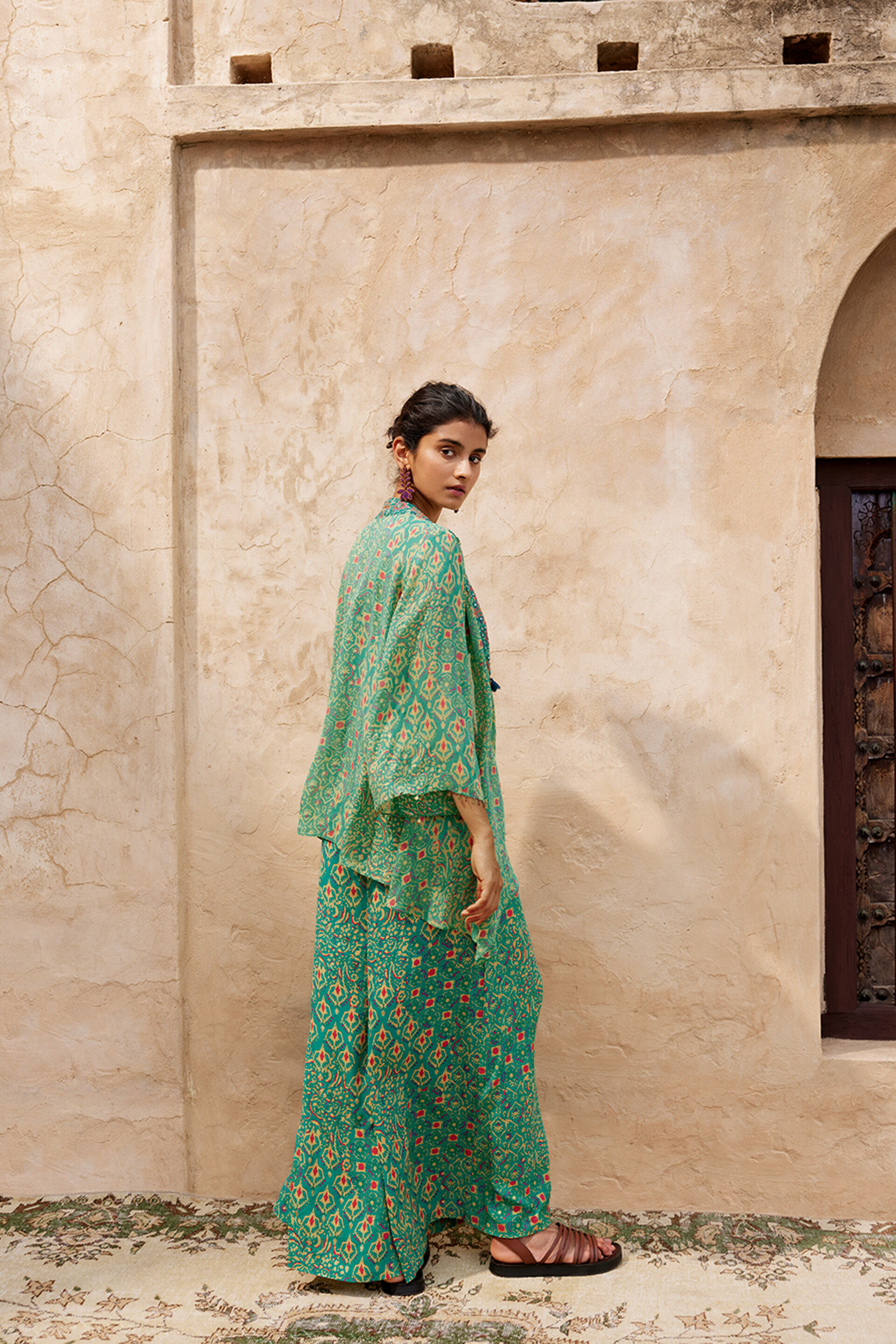 Teal Festive Crop Top Co-ord, Teal, image 5